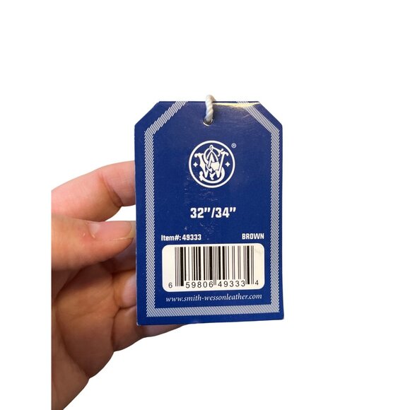 Smith & Wesson Mens Genuine Leather Brown Reinforced Gun Belt With Brass Buckle - Picture 6 of 7